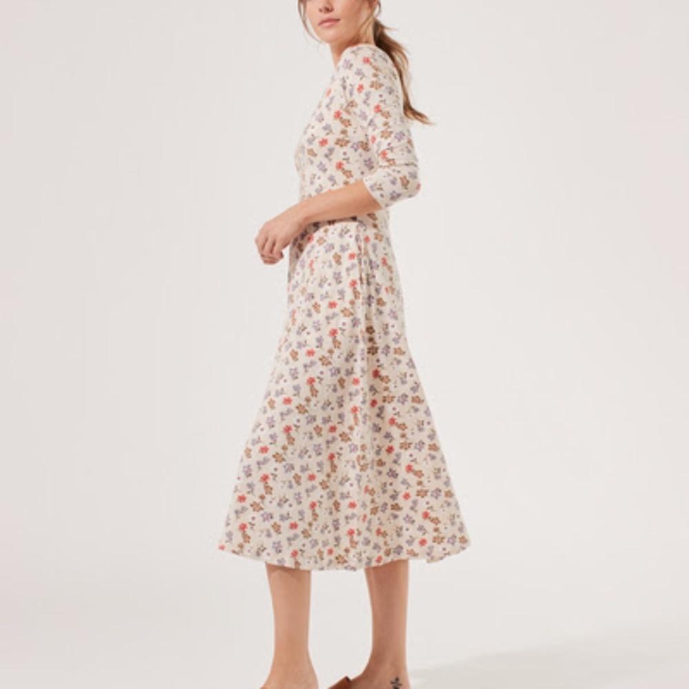 Pact Women's Alpine Floral Fit & Flare 3/4 Sleeve Dress